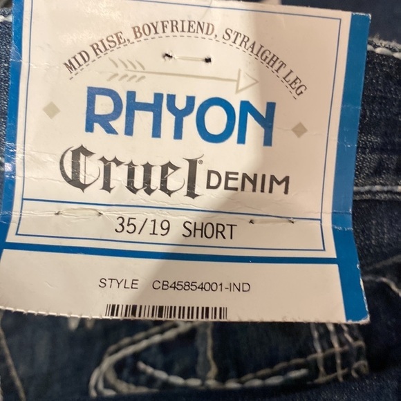Rhyon Cruel Denim Mid Rise Boyfriend Straight leg jeans size 35/19 Short (BT) - Picture 7 of 7